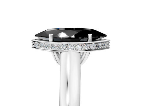 White gold Fancy Black Marquise Cut Solitaire Diamond Engagement Ring with Four-Prong Setting and Tapered Band_17