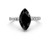 White gold Fancy Black Marquise Cut Solitaire Diamond Engagement Ring with Pavé Band and Six-Prong Setting_12