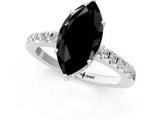 White gold Fancy Black Marquise Cut Solitaire Diamond Engagement Ring with Pavé Band and Six-Prong Setting_13