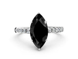 White gold Fancy Black Marquise Cut Solitaire Diamond Engagement Ring with Pavé Band and Six-Prong Setting_24