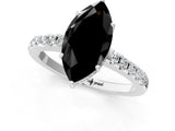 White gold Fancy Black Marquise Cut Solitaire Diamond Engagement Ring with Pavé Band and Six-Prong Setting_25