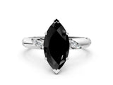 White gold Fancy Black Marquise Cut Solitaire Diamond Engagement Ring with Twisted Pave Band and Four-Prong Setting_19