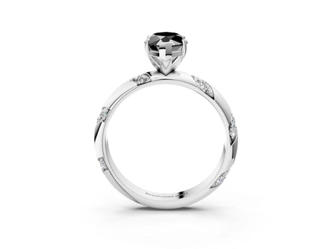 White gold Fancy Black Marquise Cut Solitaire Diamond Engagement Ring with Twisted Pave Band and Four-Prong Setting_22