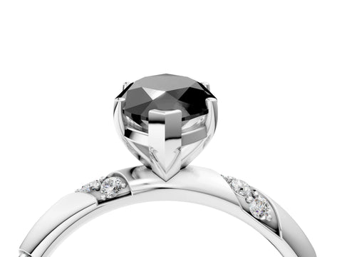 White gold Fancy Black Marquise Cut Solitaire Diamond Engagement Ring with Twisted Pave Band and Four-Prong Setting_23