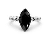 White gold Fancy Black Marquise Cut Solitaire Diamond Ring with Infinity Twist Band and Four-Prong Setting_12