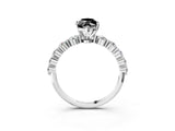 White gold Fancy Black Marquise Cut Solitaire Diamond Ring with Pave Band and Four-Prong Setting_3