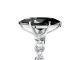 White gold Fancy Black Marquise Cut Solitaire Diamond Ring with Pave Band and Four-Prong Setting_5