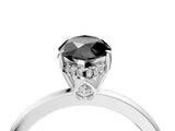 White gold Fancy Black Marquise Cut Solitaire Diamond Ring with Prong Setting and Plain Band_16