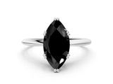 White gold Fancy Black Marquise Cut Solitaire Diamond Ring with Six-Prong Setting and Classic Band_68