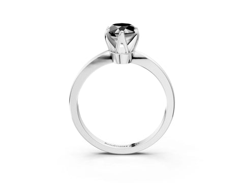 White gold Fancy Black Marquise Cut Solitaire Engagement Ring with Six-Prong Setting and Tapered Band_3