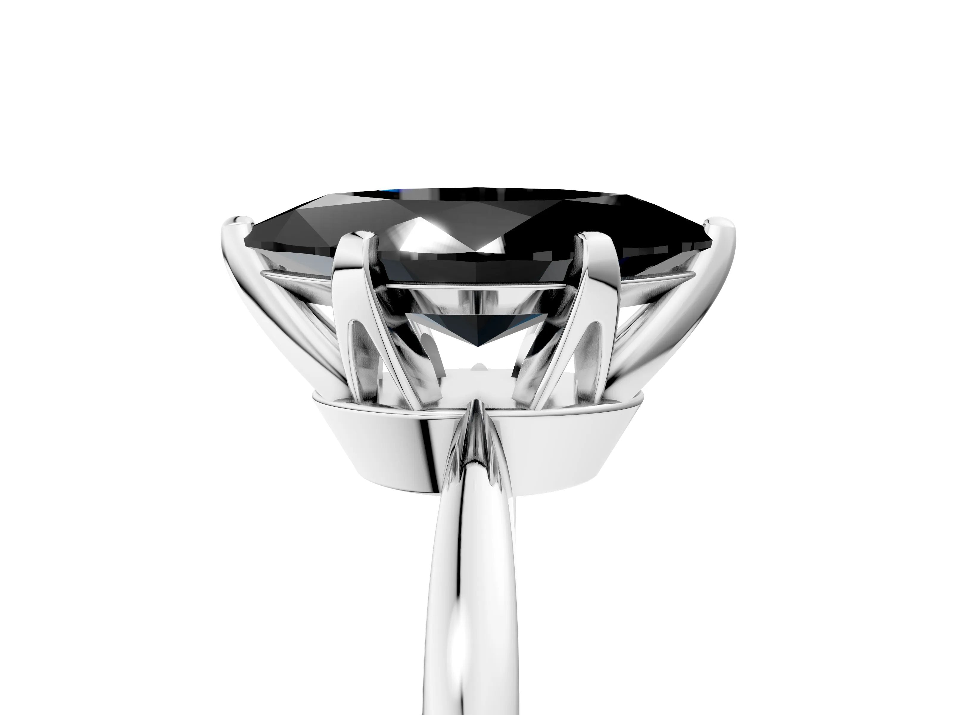 White gold Fancy Black Marquise Cut Solitaire Engagement Ring with Six-Prong Setting and Tapered Band_5