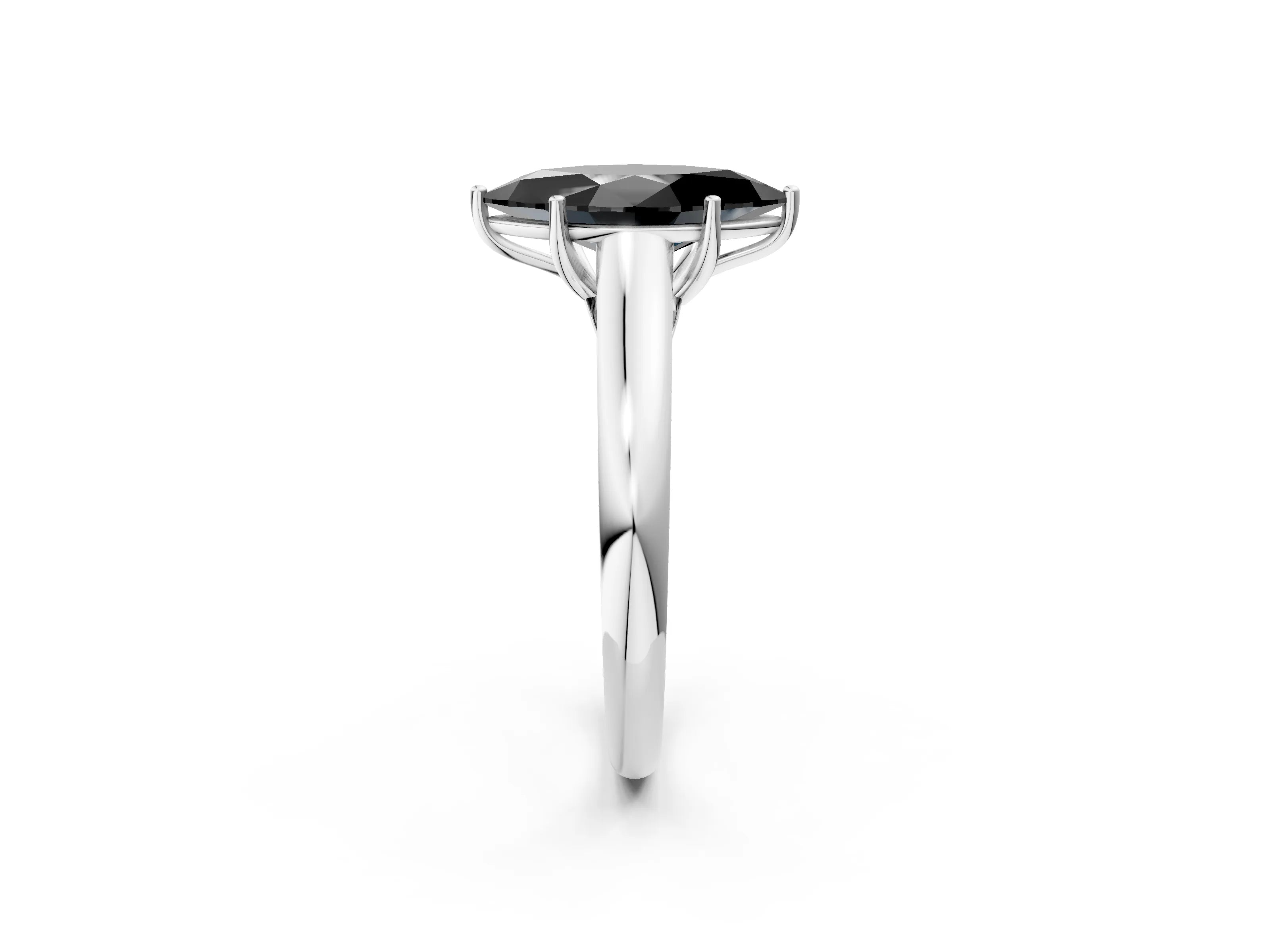 White gold Fancy Black Marquise Cut Solitaire Engagement Ring with Tapered Band and Four-Prong Setting_17