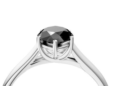 White gold Fancy Black Marquise Cut Solitaire Engagement Ring with Tapered Band and Four-Prong Setting_19