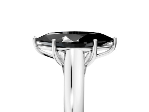 White gold Fancy Black Marquise Cut Solitaire Engagement Ring with Tapered Band and Four-Prong Setting_20