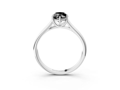 White gold Fancy Black Marquise Cut Solitaire Engagement Ring with Tapered Band and Four-Prong Setting_6
