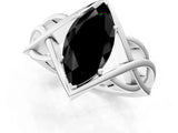 White gold Fancy Black Marquise Cut Solitaire Intertwined Band Prong Setting Ring_1