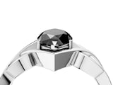 White gold Fancy Black Marquise Cut Solitaire Intertwined Band Prong Setting Ring_4