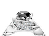 White gold Fancy Black Marquise Cut Solitaire Leaf-Inspired Engagement Ring with Prong Setting_16