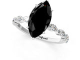 White gold Fancy Black Marquise Cut Solitaire Marquise Side Stone Prong Setting Ring_1