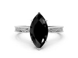 White gold Fancy Black Marquise Cut Solitaire Milgrain Engraved Band with Four-Prong Setting_12