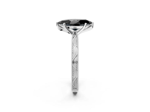 White gold Fancy Black Marquise Cut Solitaire Milgrain Engraved Band with Four-Prong Setting_14