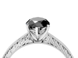 White gold Fancy Black Marquise Cut Solitaire Milgrain Engraved Band with Four-Prong Setting_16