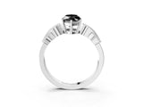 White gold Fancy Black Marquise Cut Solitaire Milgrain Leaf Band with Prong Setting_15