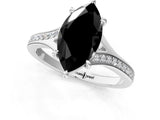 White gold Fancy Black Marquise Cut Solitaire Pavé Band with Four-Prong Setting_1