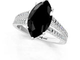 White gold Fancy Black Marquise Cut Solitaire Split Shank Pavé Diamond Engagement Ring_1