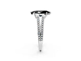 White gold Fancy Black Marquise Cut Solitaire Split Shank Pavé Diamond Engagement Ring_2