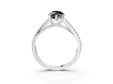 White gold Fancy Black Marquise Cut Solitaire Split Shank Pavé Diamond Engagement Ring_3