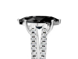 White gold Fancy Black Marquise Cut Solitaire Split Shank Pavé Diamond Engagement Ring_5