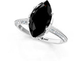 White gold Fancy Black Marquise Cut Solitaire Split Shank Pave Diamond Engagement Ring with Four-Prong Setting_1