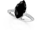 White gold Fancy Black Marquise Cut Solitaire Split Shank Pave Diamond Engagement Ring with Four-Prong Setting_49
