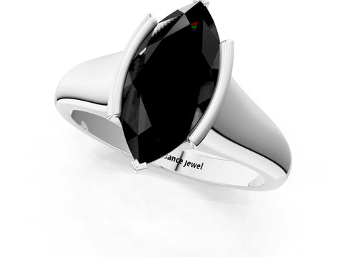 White gold Fancy Black Marquise Cut Solitaire Tension Set Diamond Ring with Split Shank Band_13