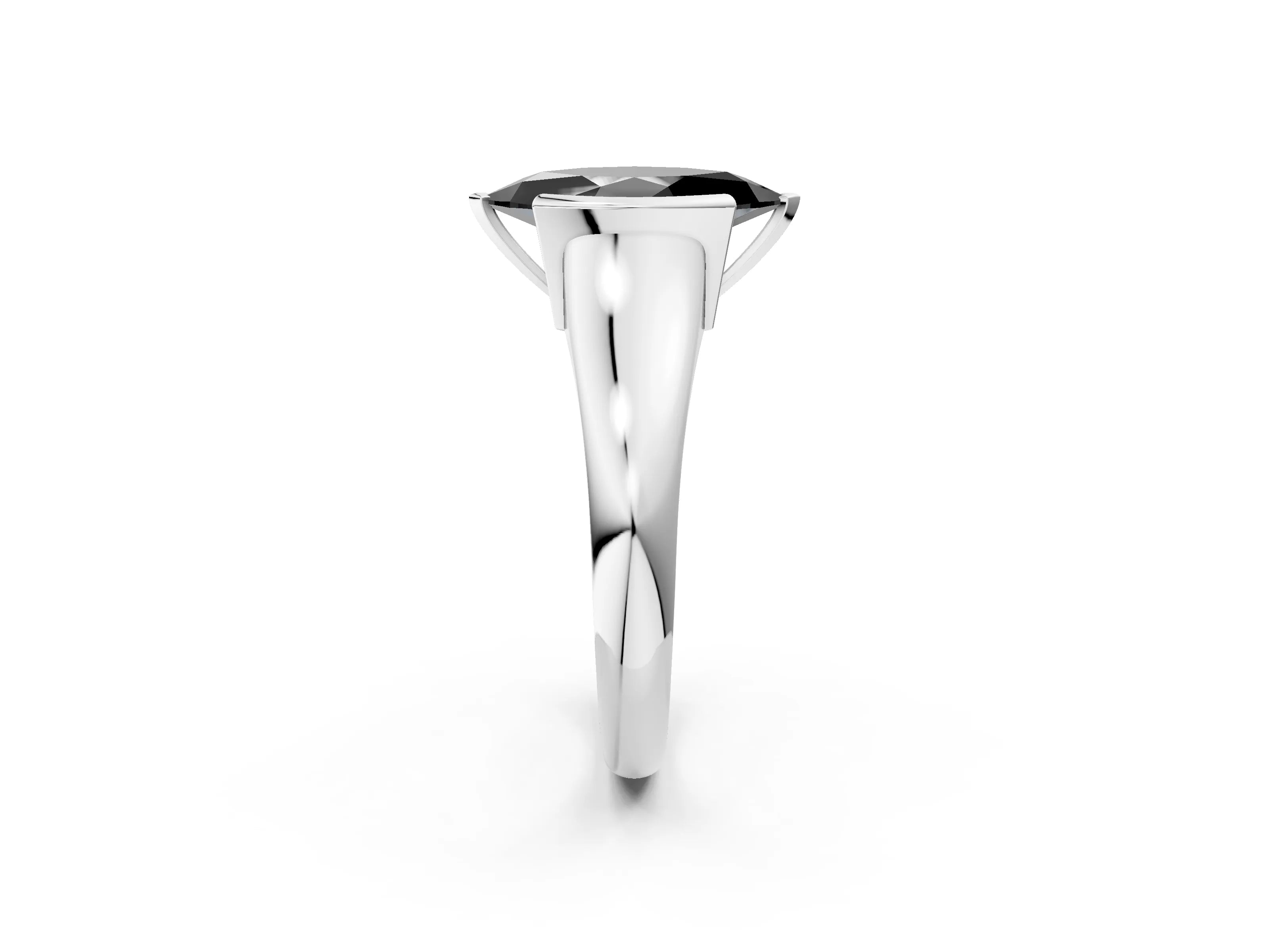 White gold Fancy Black Marquise Cut Solitaire Tension Set Diamond Ring with Split Shank Band_14