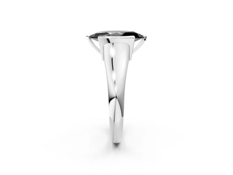 White gold Fancy Black Marquise Cut Solitaire Tension Set Diamond Ring with Split Shank Band_14