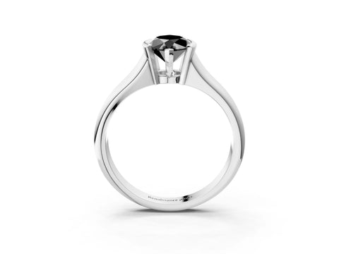 White gold Fancy Black Marquise Cut Solitaire Tension Set Diamond Ring with Split Shank Band_15