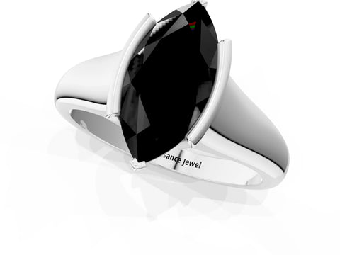 White gold Fancy Black Marquise Cut Solitaire Tension Set Diamond Ring with Split Shank Band_1