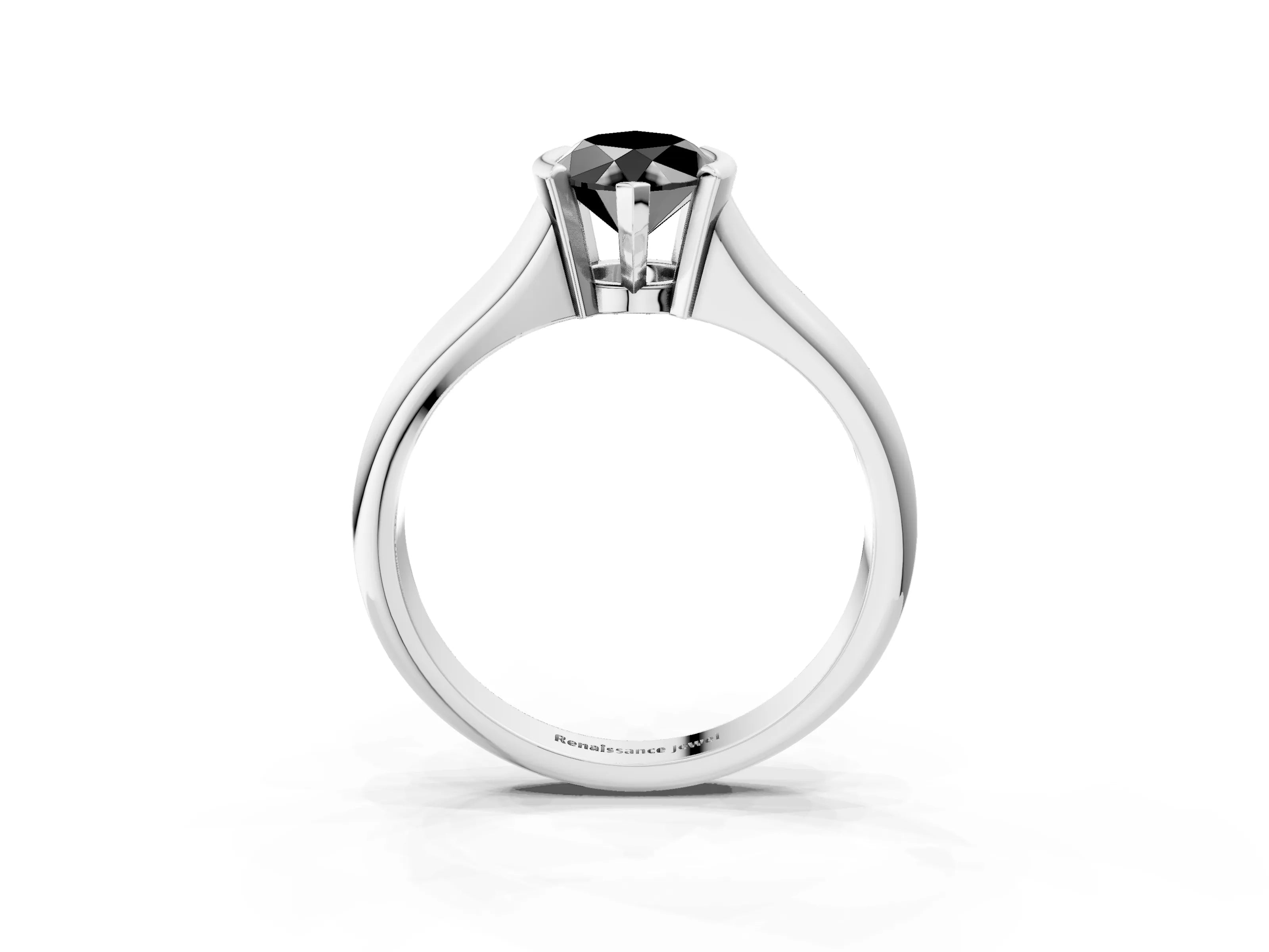 White gold Fancy Black Marquise Cut Solitaire Tension Set Diamond Ring with Split Shank Band_3