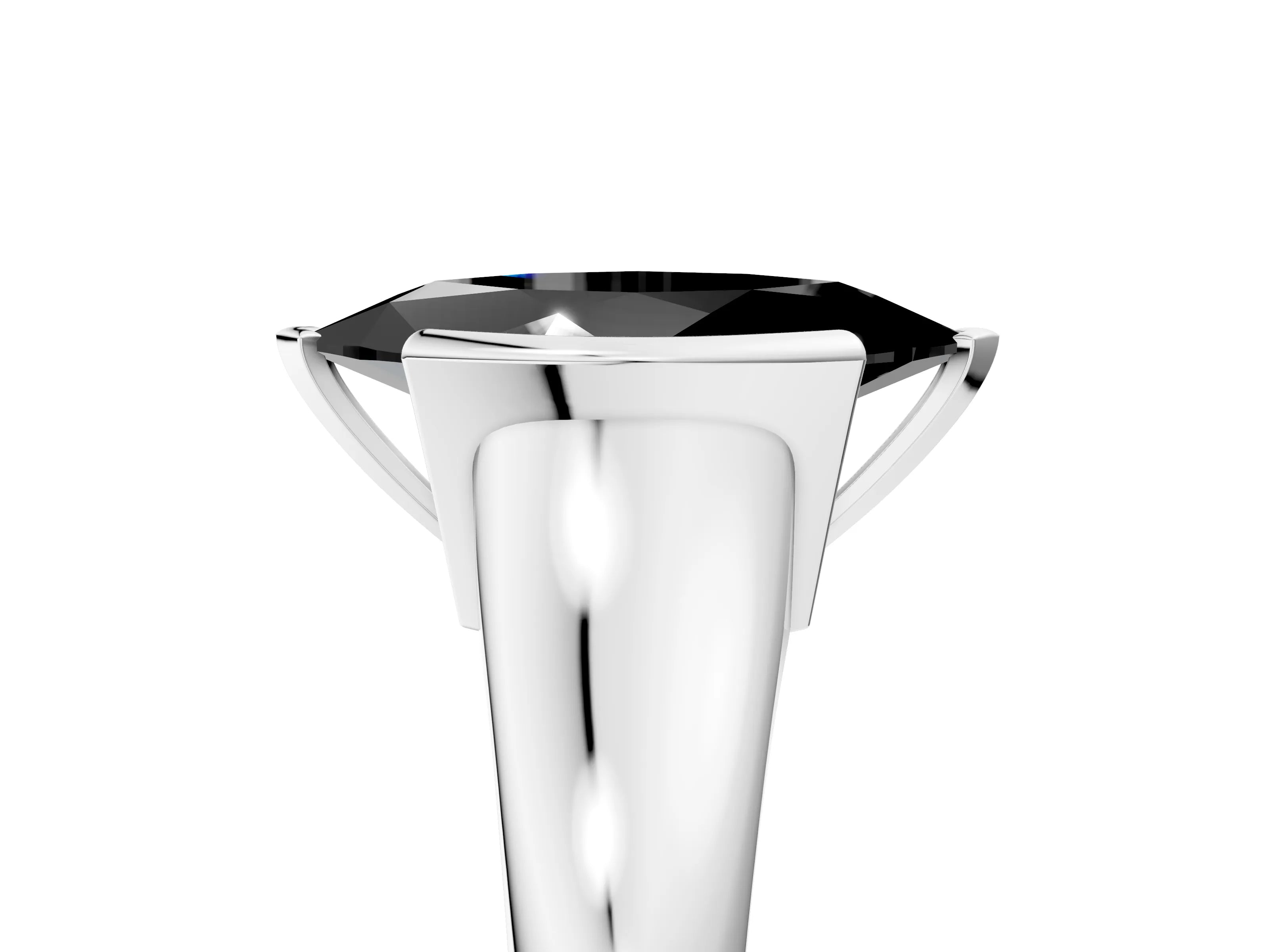 White gold Fancy Black Marquise Cut Solitaire Tension Set Diamond Ring with Split Shank Band_5