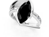 White gold Fancy Black Marquise Cut Solitaire Tension-Set Diamond Split Shank Ring_1