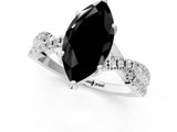 White gold Fancy Black Marquise Cut Solitaire Twist Pave Diamond Engagement Ring with Prong Setting_1