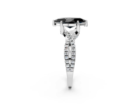 White gold Fancy Black Marquise Cut Solitaire Twist Pave Diamond Engagement Ring with Prong Setting_14