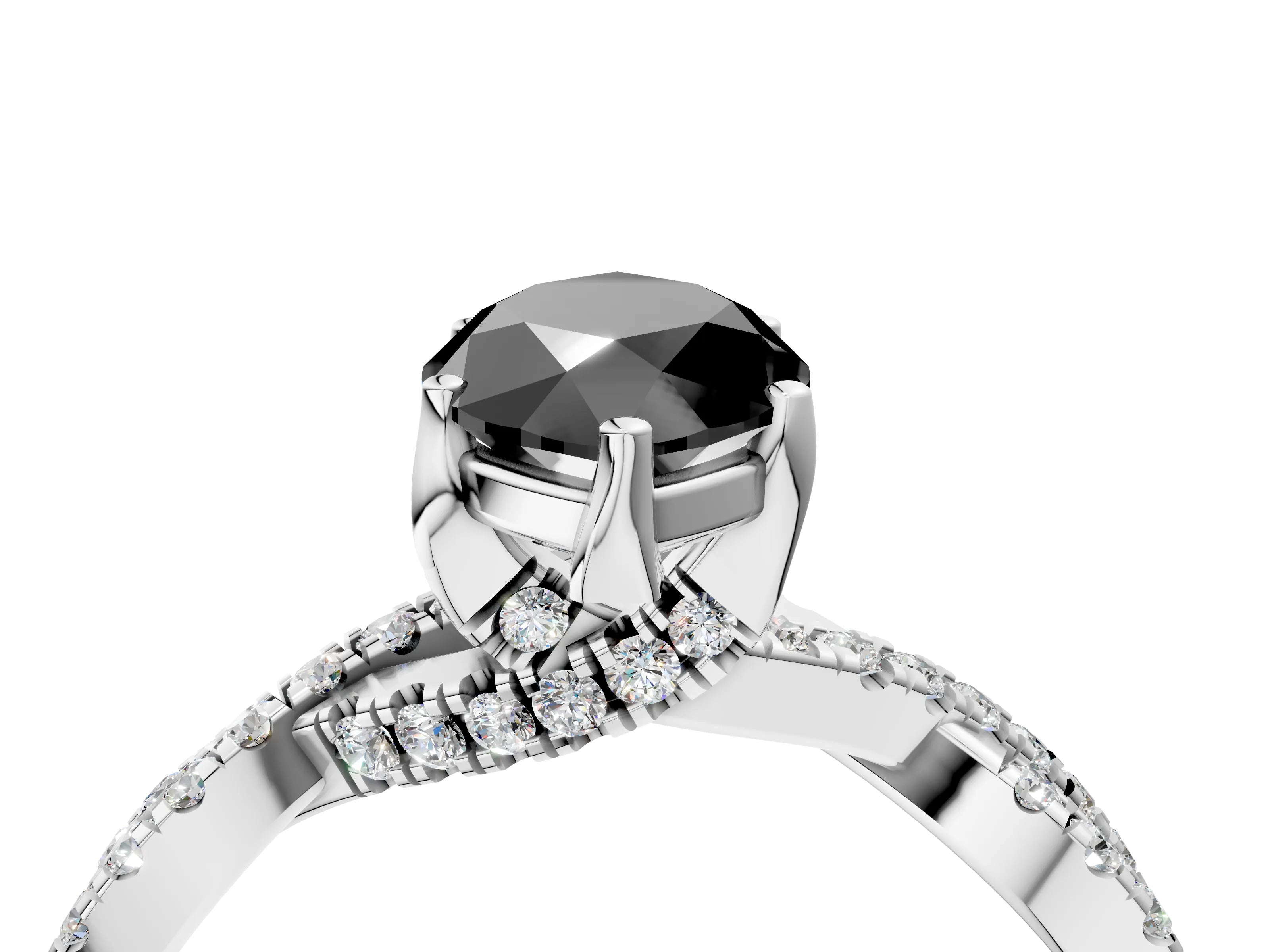 White gold Fancy Black Marquise Cut Solitaire Twist Pave Diamond Engagement Ring with Prong Setting_16