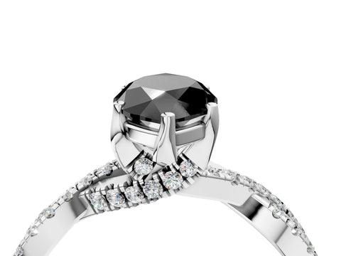 White gold Fancy Black Marquise Cut Solitaire Twist Pave Diamond Engagement Ring with Prong Setting_16