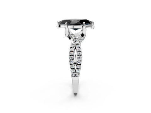 White gold Fancy Black Marquise Cut Solitaire Twist Pave Diamond Engagement Ring with Prong Setting_20