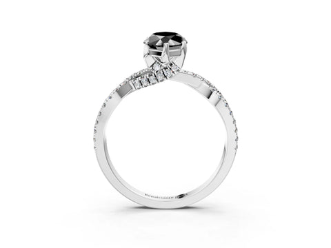 White gold Fancy Black Marquise Cut Solitaire Twist Pave Diamond Engagement Ring with Prong Setting_21