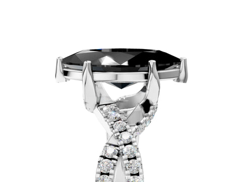 White gold Fancy Black Marquise Cut Solitaire Twist Pave Diamond Engagement Ring with Prong Setting_23