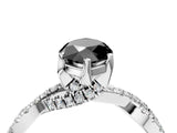 White gold Fancy Black Marquise Cut Solitaire Twist Pave Diamond Engagement Ring with Prong Setting_4